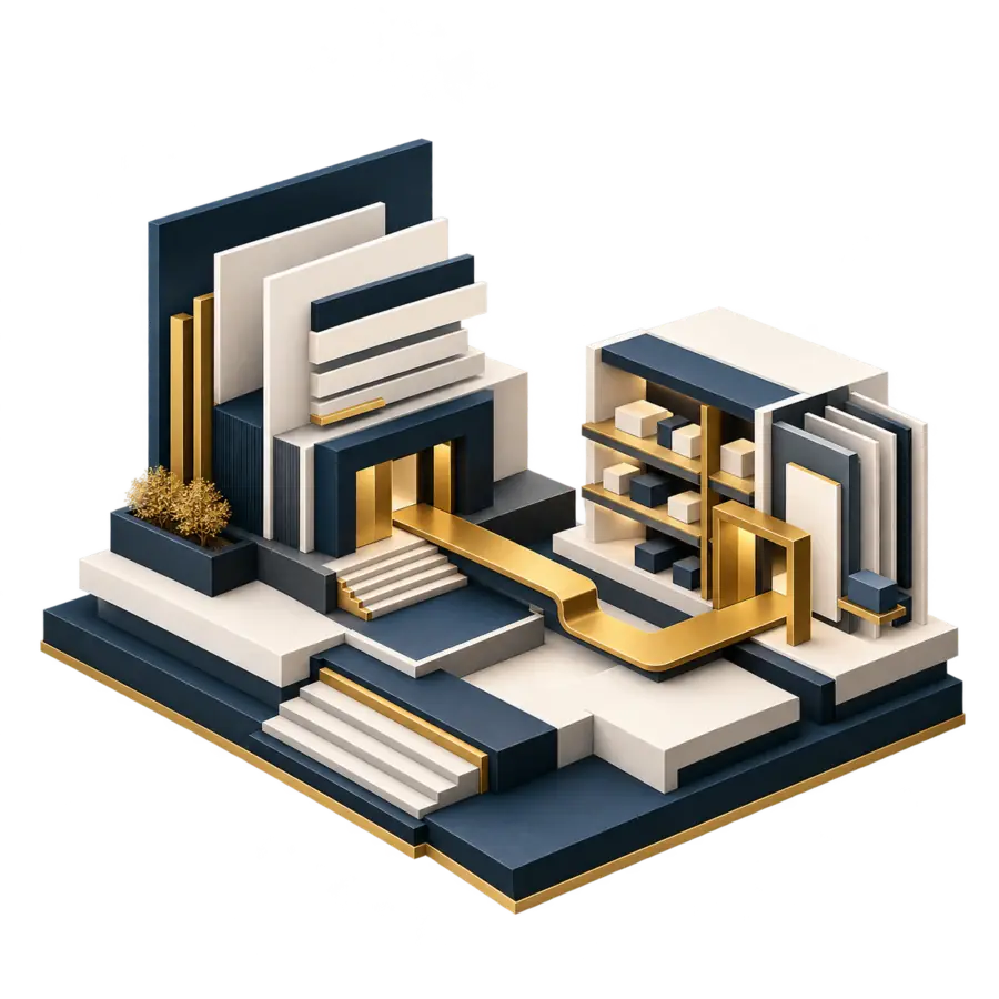 A structured digital foundation connecting corporate presence and commerce pathways.